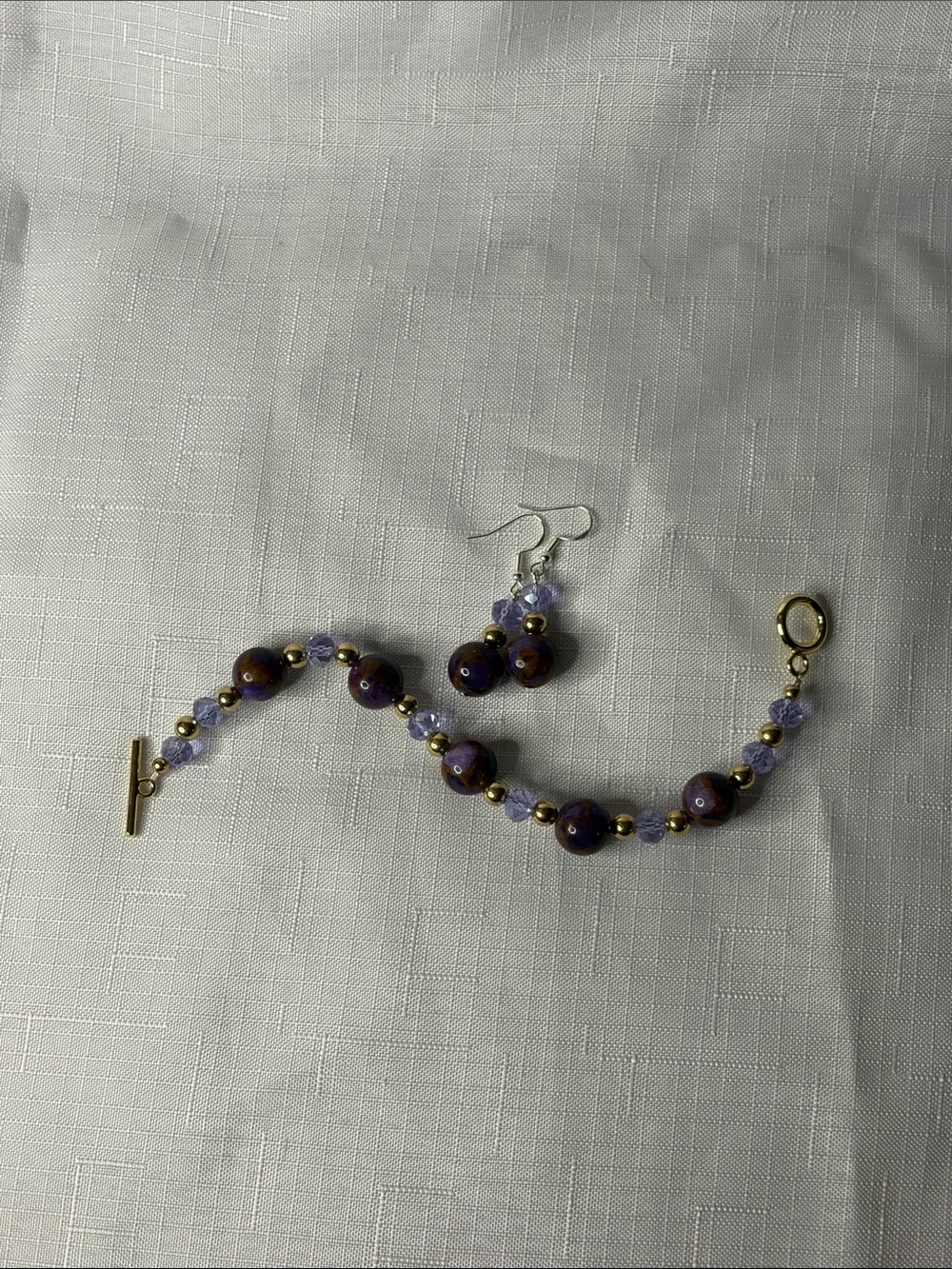 Handcrafted Purple Cloisonné Bracelet and Earring Set - Picture 4 of 4